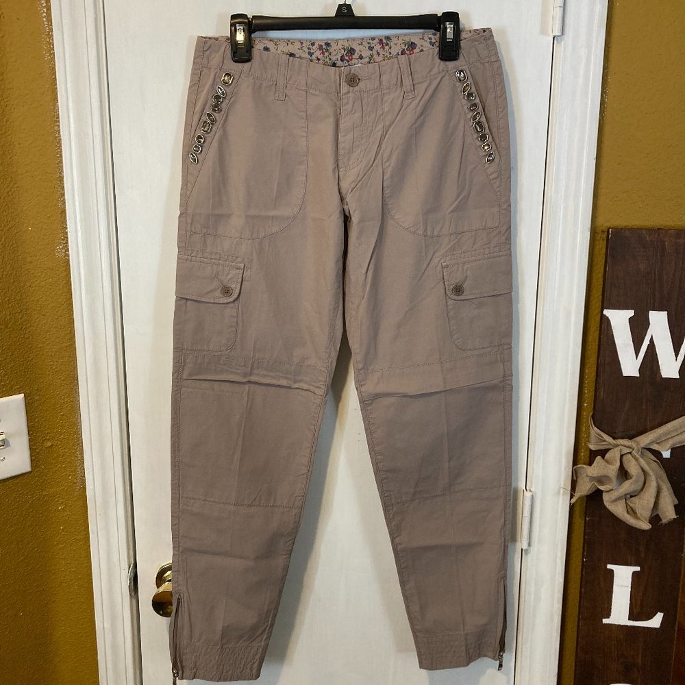 Liu Jo women's size 28 gem embellished cargo pocket zipper cropped trouser pants